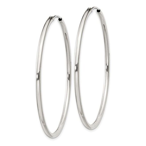 2mm, Sterling Silver, Endless Hoop Earrings - 52mm (2 Inch) - Picture 2 of 5
